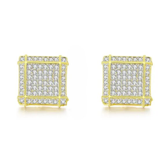 18K Gold Womens 2ct Square Diamond Stud Earrings Ladies New 18 K Silver Jewelry - Picture 5 of 5
